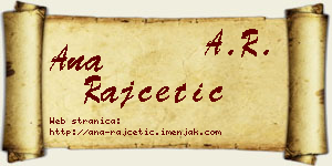 Ana Rajčetić vizit kartica